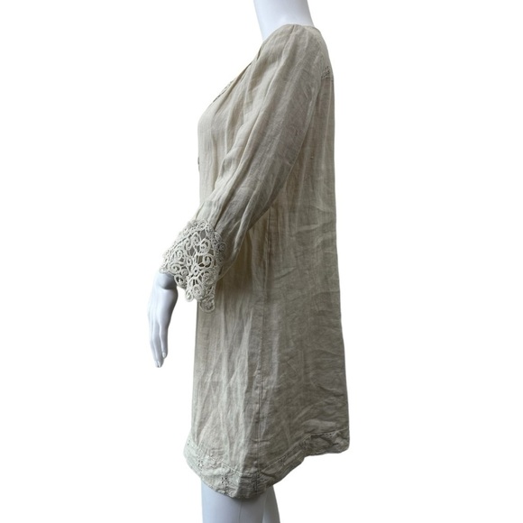 Carla Conti Made in Italy Linen Beige Crochet Lace Dress, XS - Picture 8 of 12
